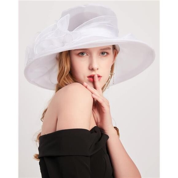 Organza Church Fascinator Wedding Tea Party Derby Hats for Women Flower - Picture 5 of 6